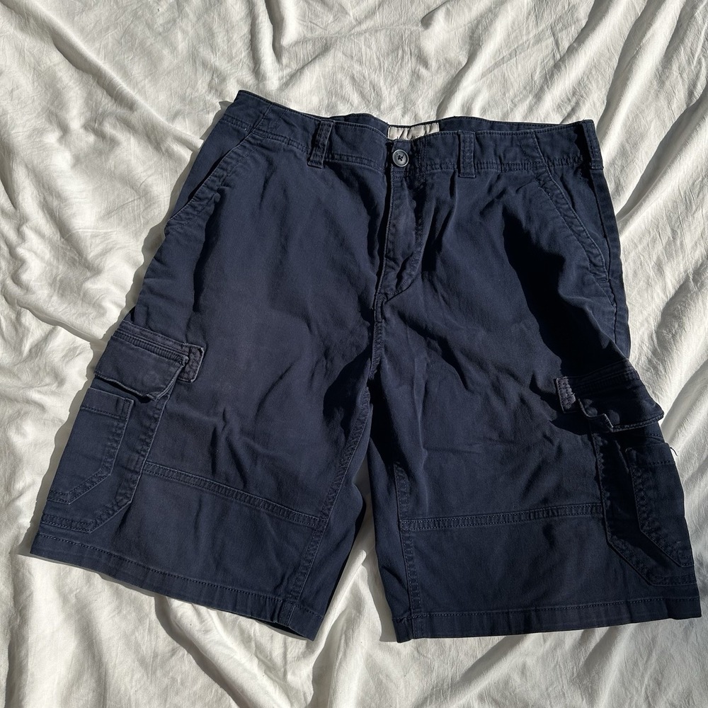Navy Cargo Shorts Men's Size‎ 34 Navy Ripstop Pockets Baggy Loose Sun+stone